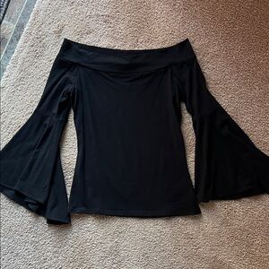 Express Black Off-the-shoulder Flared Sleeve Top
